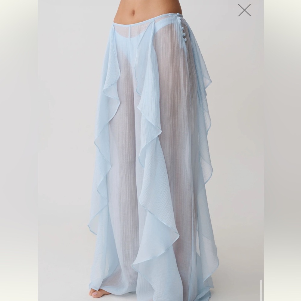 Kai Sheer Draped Ruffle Pant - Pale Blue MESHKI